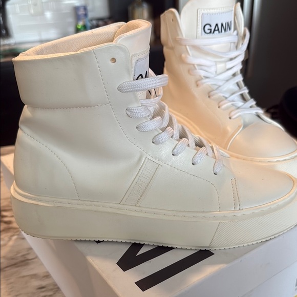 Ganni White Sneakers High-Top Sold out in stores Women’s Sz 9 or 39 Authentic - Picture 4 of 17